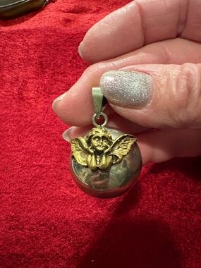 Angel Wing Two-Tone Pendant Necklace Charm - Gold and Silver it jingles